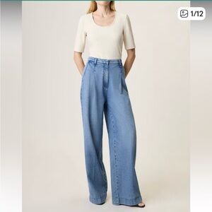 RAG & BONE Aurora pleated trouser cloud denim in winwood